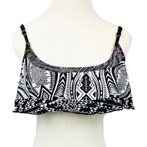 RAISINS Tribal Print Black White Bikini Top